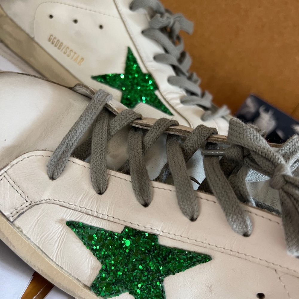 Golden Goose superstar sneaker with green size EU 41 glitter star